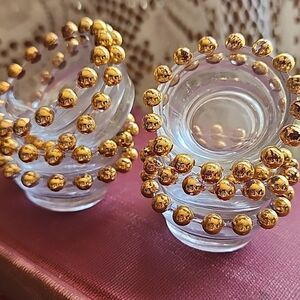 Vintage Gold Tone Candlewick 1950's Salt Cellars Set Of 8